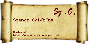 Szencz Oriána névjegykártya